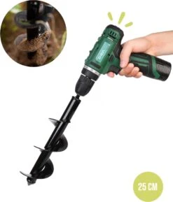 Merkloos Grondboor Voor Planten - 25 CM - Palenboor - Moestuin - Bollenplanter - Zwart