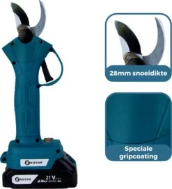 NovarGarden® Elektrische Snoeischaar NG1 - 2x Accu - Elektrisch - Takkenschaar - Op Batterij - 28mm -Tuingereedschaps winkel 1089x1200