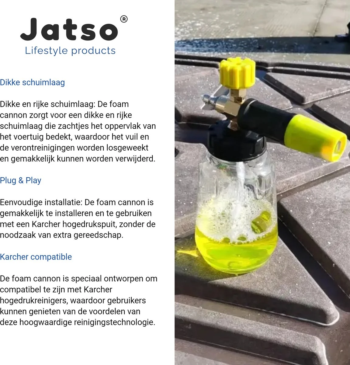 Jatso® Foam Cannon - Snow Foam - Foam Gun - Schuimlans - Foam Gun Auto - Foam Lance - Schuimsproeier - Snow Foam Cannon - Past Op Karcher K1 T/m K7 - Messing - Afneembaar Pistool 4 Jatso® Foam Cannon - Snow Foam - Foam Gun - Schuimlans - Foam Gun Auto - Foam Lance - Schuimsproeier - Snow Foam Cannon - Past Op Karcher K1 T/m K7 - Messing - Afneembaar Pistool - Afbeelding 3