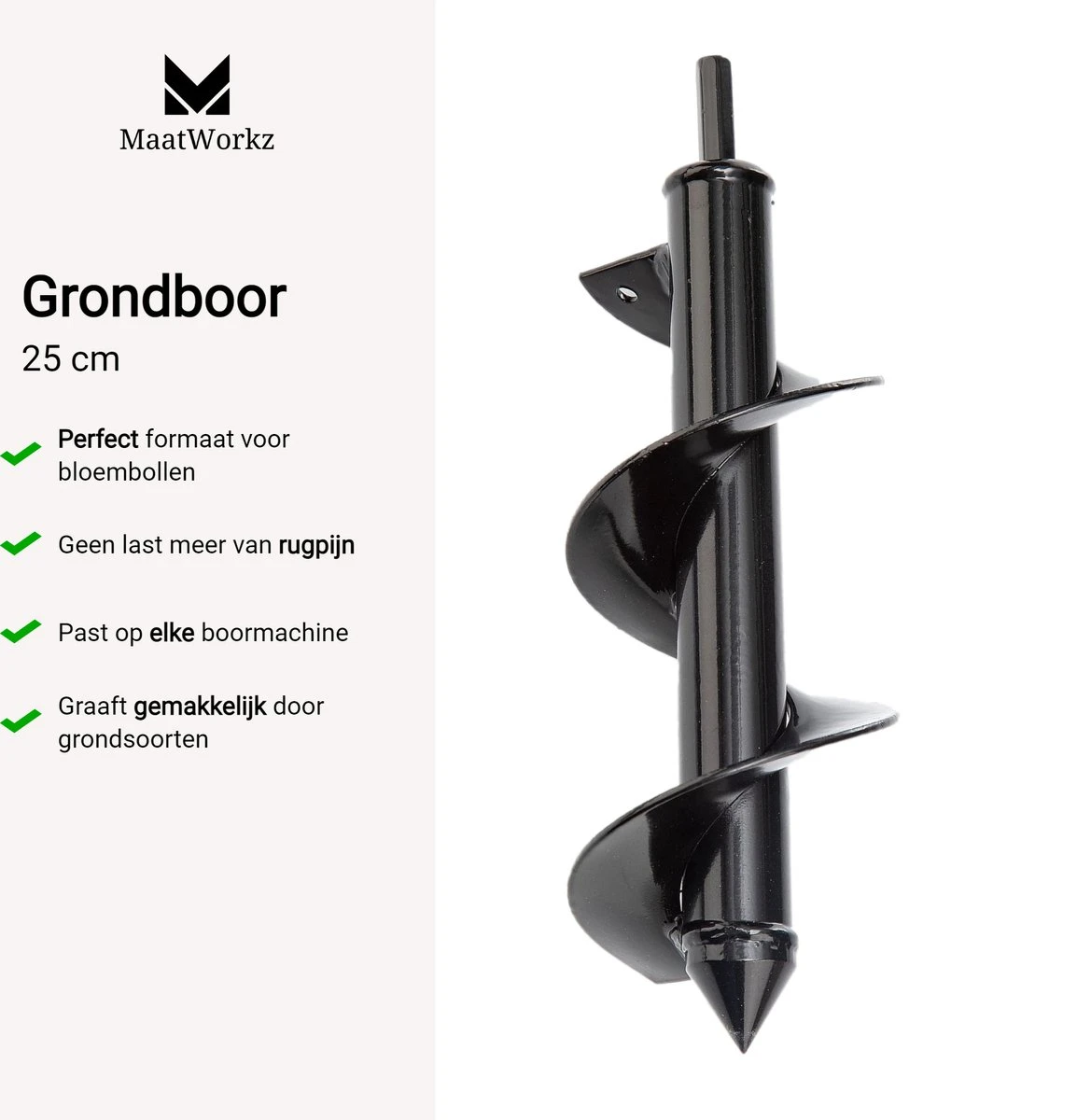 MaatWorkz - Grondboor - 25 CM - Boormachine - Bollenplanter - Moestuin - Palenboor - Boor - Tuin 4 MaatWorkz - Grondboor - 25 CM - Boormachine - Bollenplanter - Moestuin - Palenboor - Boor - Tuin - Afbeelding 2