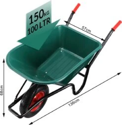 Gardebruk Kruiwagen 100 L - Kunststof Kuip – Tot 150KG Groen -Tuingereedschaps winkel 1176x1200