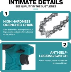 Merkloos Mini Accu Kettingzaag - 4 Inch Elektrische Boomzaag - Handkettingzaag - Met 2 Accu En 1 Oplader - Voor Tuinboom Ranch Bomen Snijden Hout- Blauw -Tuingereedschaps winkel 1179x1200 2