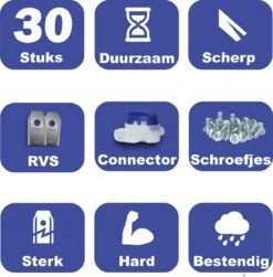 Mesjes Voor Gardena Robotmaaier - Husqvarna Automower - 30st - RVS Coated - Plastic Box + CONNECTOR 10 Mesjes Voor Gardena Robotmaaier - Husqvarna Automower - 30st - RVS Coated - Plastic Box + CONNECTOR -Tuingereedschaps winkel 1180x1200
