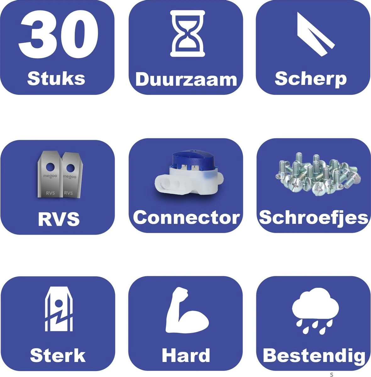 Mesjes Voor Gardena Robotmaaier - Husqvarna Automower - 30st - RVS Coated - Plastic Box + CONNECTOR 5 Mesjes Voor Gardena Robotmaaier - Husqvarna Automower - 30st - RVS Coated - Plastic Box + CONNECTOR - Afbeelding 4