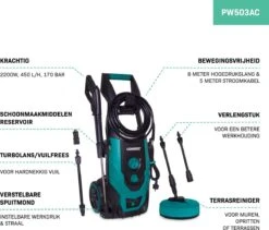VONROC Hogedrukreiniger V22-2 2200W – 170 Bar – 450 L/h – Incl. 8m Slang, Terrasreiniger, Reinigingstank En Meer -Tuingereedschaps winkel 1200x1027 1