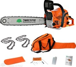 TIMBERPRO - Kettingzaag – Benzine - 62 Cc - Zwaardlengte 50 Cm - Transportzak - 2e Ketting -Tuingereedschaps winkel 1200x1059 1