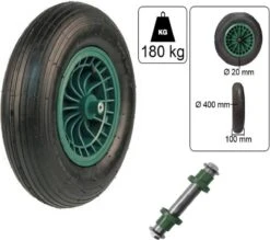 Kruiwagen Wiel 4.00 - 8 Luchtband Lijnprofiel - Asdiameter 20mm -Tuingereedschaps winkel 1200x1062
