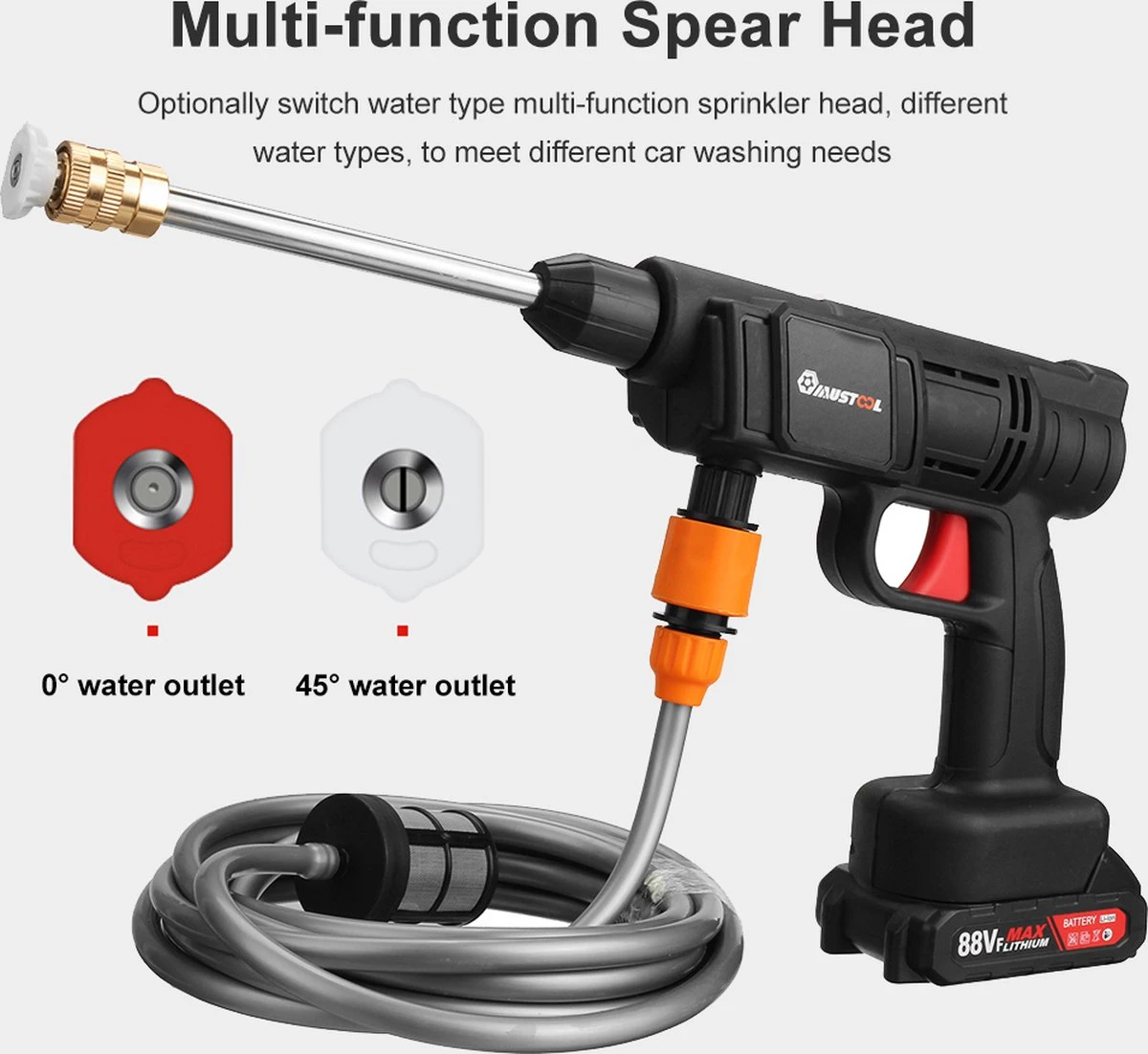 Merkloos Elektrische Accu-Hogedrukreiniger - 1.2mpa - Multifunctioneel Mondstuk - Draagbaar Oplaadbaar Snoerloos - Reinigingsspuitpistool - Met Rijke Accessoires - Voor Auto, Tuin, Terras, Raam - Zwart 4 Merkloos Elektrische Accu-Hogedrukreiniger - 1.2mpa - Multifunctioneel Mondstuk - Draagbaar Oplaadbaar Snoerloos - Reinigingsspuitpistool - Met Rijke Accessoires - Voor Auto, Tuin, Terras, Raam - Zwart - Afbeelding 2