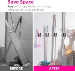 BOTC Bezemhouder - 4 Stuks - RVS - Bezem Ophangsysteem - Bezem Houder - Tuingereedschap - Zwart 12 BOTC Bezemhouder - 4 Stuks - RVS - Bezem Ophangsysteem - Bezem Houder - Tuingereedschap - Zwart -Tuingereedschaps winkel 1200x1134 3