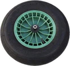 FORT 2PLy Kruiwagenwiel 400x100mm, Kunststof Velg, Kleur Groen, Luchtband -Tuingereedschaps winkel 1200x1138