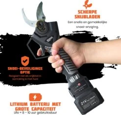 Reichlër® Elektrische Snoeischaar - 40 Mm Snijdiameter - 2x Accu - Anti-cut Functie - Heggenschaar - Takkenschaar - Zwart 12 Reichlër® Elektrische Snoeischaar - 40 Mm Snijdiameter - 2x Accu - Anti-cut Functie - Heggenschaar - Takkenschaar - Zwart -Tuingereedschaps winkel 1200x1145