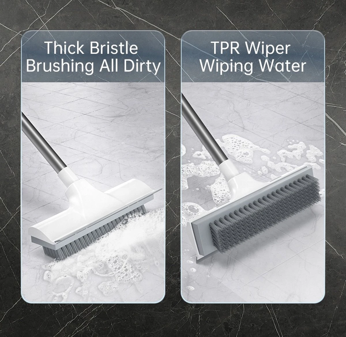 Synx Tools Luiwagen Borstel 2-in-1 Trekker - Badkamer Borstel Vloertrekker Met Steel Schrobborstel - Harde Borstelharen - Vloerwisser Badkamer - Met Telescopische Steel 5 Synx Tools Luiwagen Borstel 2-in-1 Trekker - Badkamer Borstel Vloertrekker Met Steel Schrobborstel - Harde Borstelharen - Vloerwisser Badkamer - Met Telescopische Steel - Afbeelding 3