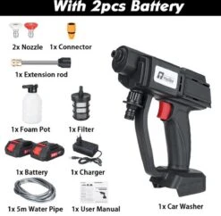 Merkloos Elektrische Accu-Hogedrukreiniger - 20Bar - Multifunctioneel Mondstuk - Draagbaar Oplaadbaar Snoerloos - Reinigingsspuitpistool - Met Rijke Accessoires - Voor Makita 18V-batterij - Voor Auto, Tuin, Terras, Raam (Zwart) 21 Merkloos Elektrische Accu-Hogedrukreiniger - 20Bar - Multifunctioneel Mondstuk - Draagbaar Oplaadbaar Snoerloos - Reinigingsspuitpistool - Met Rijke Accessoires - Voor Makita 18V-batterij - Voor Auto, Tuin, Terras, Raam (Zwart) -Tuingereedschaps winkel 1200x1178 9