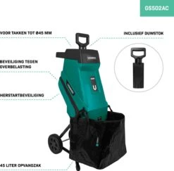 VONROC Hakselaar/Shredder 2500W – Voor Takken Tot Ø45mm – Incl. 45L Opvangzak & Duwstok -Tuingereedschaps winkel 1200x1179 1