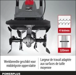 Powerplus POWEG7010 Tuinfrees - 1050W - Werkbreedte 320mm - Werkdiepte Max. 220mm - Incl. 4 Messen 12 Powerplus POWEG7010 Tuinfrees - 1050W - Werkbreedte 320mm - Werkdiepte Max. 220mm - Incl. 4 Messen -Tuingereedschaps winkel 1200x1179 13