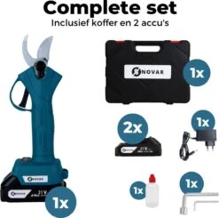 NovarGarden® Elektrische Snoeischaar NG1 - 2x Accu - Elektrisch - Takkenschaar - Op Batterij - 28mm -Tuingereedschaps winkel 1200x1189 1
