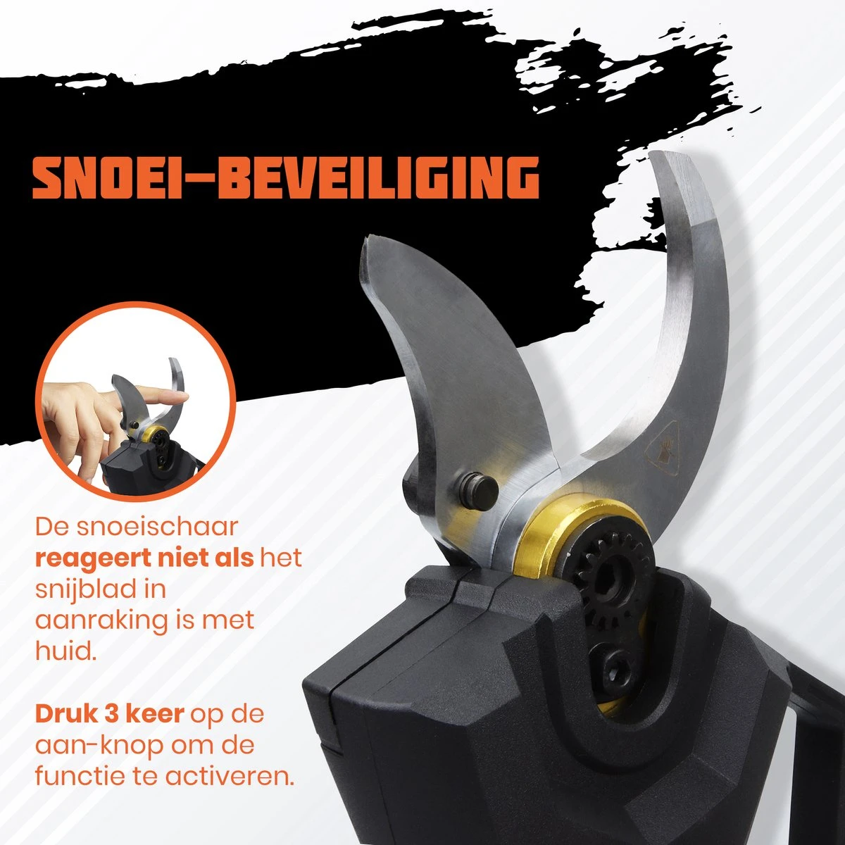 Reichlër® Elektrische Snoeischaar - 40 Mm Snijdiameter - 2x Accu - Anti-cut Functie - Heggenschaar - Takkenschaar - Zwart 7 Reichlër® Elektrische Snoeischaar - 40 Mm Snijdiameter - 2x Accu - Anti-cut Functie - Heggenschaar - Takkenschaar - Zwart - Afbeelding 5