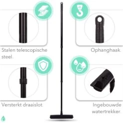 CLEANLY® Rubberen Bezem Met Vloerwisser - Kappersbezem - Zachte Bezem Binnen & Buiten - Vloertrekker Met Steel - 68-150 Cm -Tuingereedschaps winkel 1200x1200 406