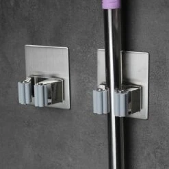 Merkloos Mop Houder - Mop - Houder - Bezem Ophangsysteem - Bezem Houder - Hanger - Staal