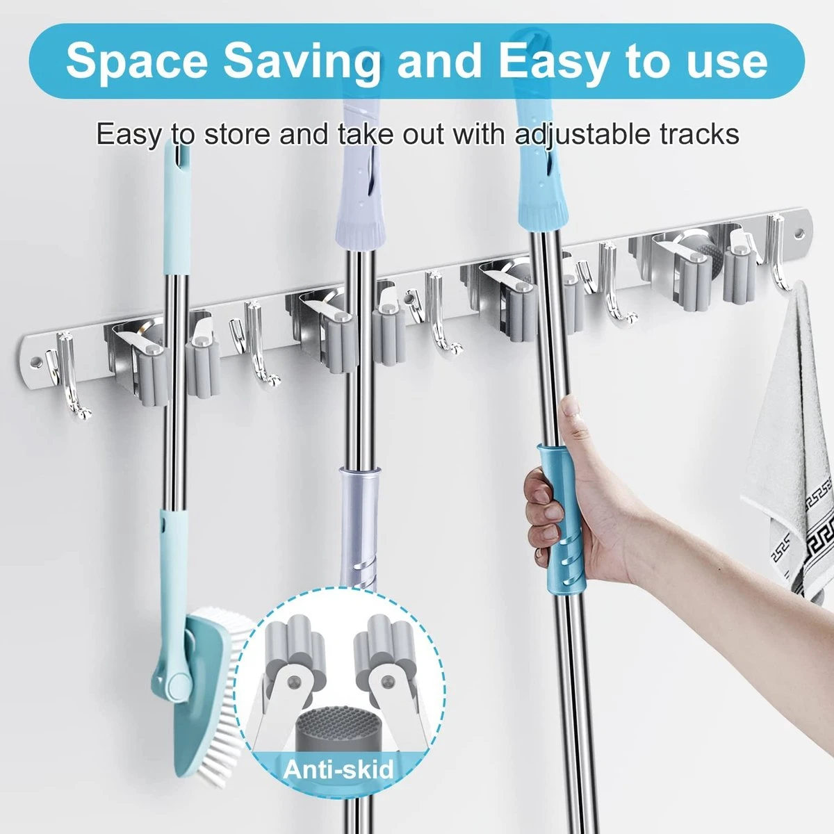 BOTC Bezemhouder - 5 Houders 6 Haken Bezem Ophangsysteem - Zeflklevend - Opbergsysteem - Ophanghaken - Tuingereedschap - Gereedschap Opbergen 5 BOTC Bezemhouder - 5 Houders 6 Haken Bezem Ophangsysteem - Zeflklevend - Opbergsysteem - Ophanghaken - Tuingereedschap - Gereedschap Opbergen - Afbeelding 3