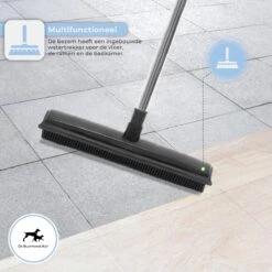 De Blaffende Kat 2 In 1 Rubberen Bezem – Bezem Binnen & Buiten – Vloerwisser Met Steel - Vloertrekker – Veger - Extra Lang 160cm -Tuingereedschaps winkel 1200x1200 505