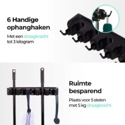 CLEANLY® Bezemhouder - Ophangsysteem Voor Tuingereedschap - Bezem Ophangsysteem - Gereedschapshouder Met Ophanghaken - ABS -Tuingereedschaps winkel 1200x1200 521