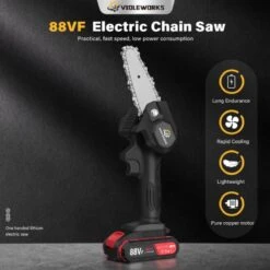 Violeworks® Accu Kettingzaag - Snoeizaag - Mini Kettingzaag - Handkettingzaag - Ook Voor Makita - Elektrische Kettingzaag - Elektrische Snoeischaar - Op Batterij - 2900 MAh - 1080W - 88V -Tuingereedschaps winkel 1200x1200 546