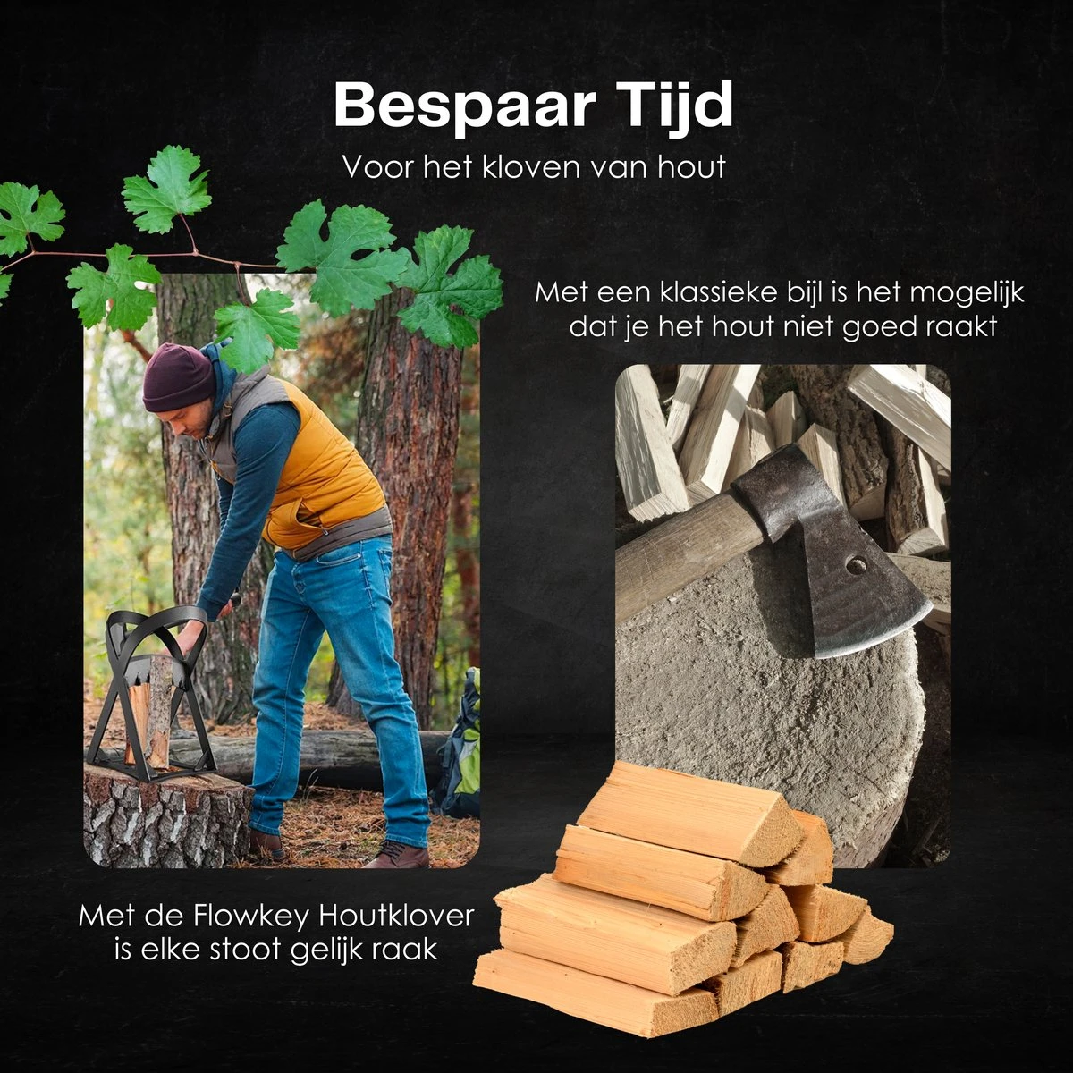 Flowkey® Houtklover - Houtsplijter Bijl - Houtkliever Kloofwig Gietijzer - Voor Hout & Aanmaakhout - Inclusief Gratis Hamer 6 Flowkey® Houtklover - Houtsplijter Bijl - Houtkliever Kloofwig Gietijzer - Voor Hout & Aanmaakhout - Inclusief Gratis Hamer - Afbeelding 4