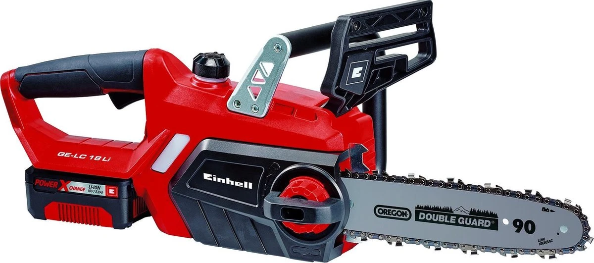 Einhell Accu Kettingzaag GE-LC 18 Li Kit (1x3,0Ah) Power X-Change (Li-Ion - 18 V - 25 Cm Zwaardlengte - 23 Cm Snijlengte - Terugslagbescherming - Kettingvangbout - Incl. 3,0 Ah Accu En Lader) 4 Einhell Accu Kettingzaag GE-LC 18 Li Kit (1x3,0Ah) Power X-Change (Li-Ion - 18 V - 25 Cm Zwaardlengte - 23 Cm Snijlengte - Terugslagbescherming - Kettingvangbout - Incl. 3,0 Ah Accu En Lader) - Afbeelding 2