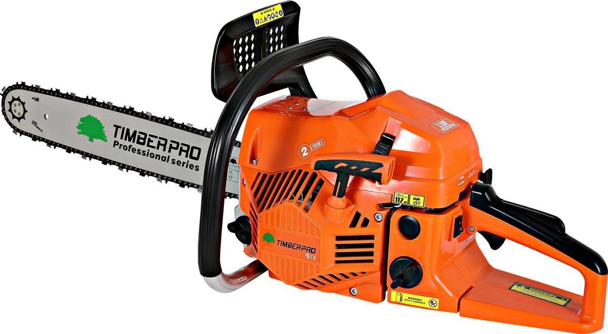 TIMBERPRO - Kettingzaag - 62 Cc - Benzine - Zwaardlengte 50 Cm - Met Transportzak - Met 2e Ketting 9 TIMBERPRO - Kettingzaag - 62 Cc - Benzine - Zwaardlengte 50 Cm - Met Transportzak - Met 2e Ketting - Afbeelding 7