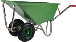 Kruiwagen Met Dubbel Luchtwiel Stal Eco Groen 160 Liter
