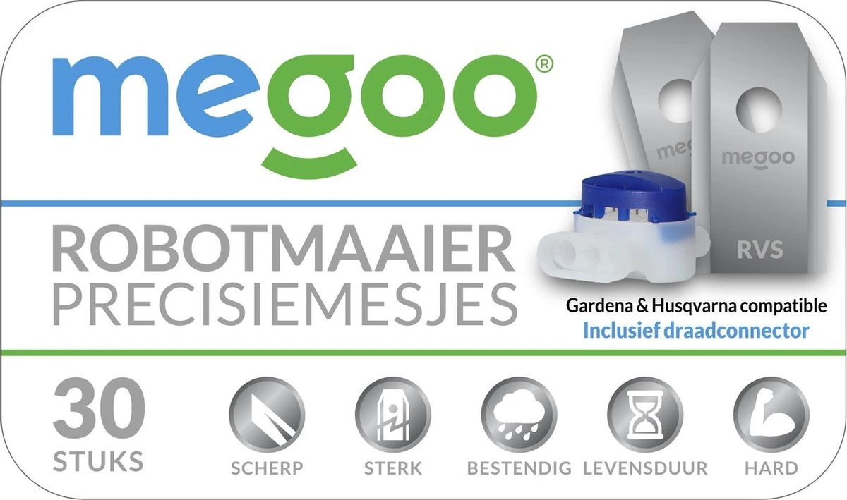 Mesjes Voor Gardena Robotmaaier - Husqvarna Automower - 30st - RVS Coated - Plastic Box + CONNECTOR 6 Mesjes Voor Gardena Robotmaaier - Husqvarna Automower - 30st - RVS Coated - Plastic Box + CONNECTOR - Afbeelding 5