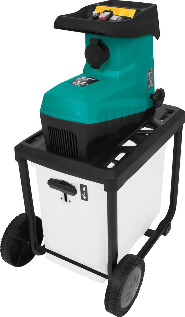 VONROC Stille Hakselaar/Shredder 2800W – Voor Takken Tot Ø45mm – Incl. 60L Opvangbak & Duwstok 9 VONROC Stille Hakselaar/Shredder 2800W – Voor Takken Tot Ø45mm – Incl. 60L Opvangbak & Duwstok - Afbeelding 7