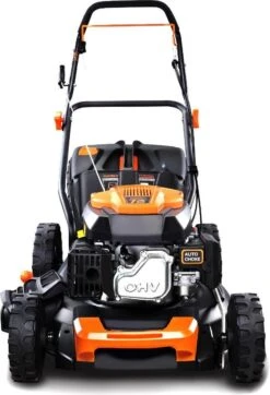 FUXTEC Grasmaaier Benzine - 46cm - Zelfrijdend / Zelftrekkend / Achterwielaandrijving - Mulchfunctie - Opvangbak 50L - FX-RM4646 -Tuingereedschaps winkel 818x1200